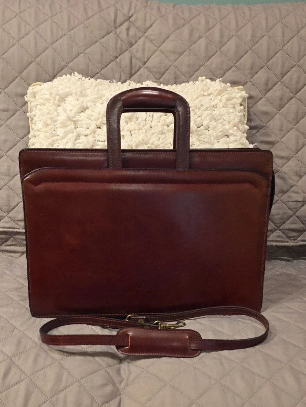 Vintage Classic Men's Leather Briefcase - Burgundy